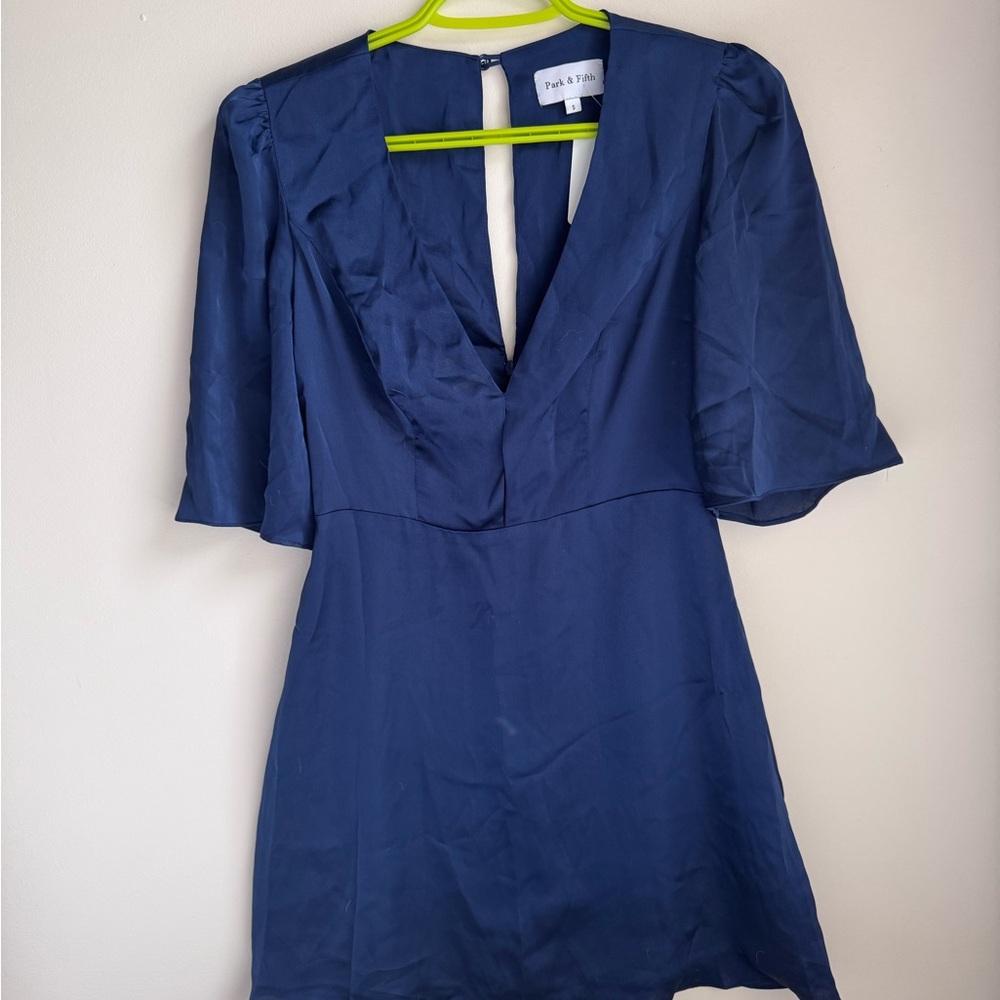 Park & Fifth Blue Flutter Sleeve Mini Sundress